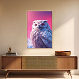 Owl Wall Print, Animal Art Print, Wildlife Bird Art, Animal Portrait, Pink Art, Framed Wall Art, Framed Canvas, Wall Print, Wall Canvas