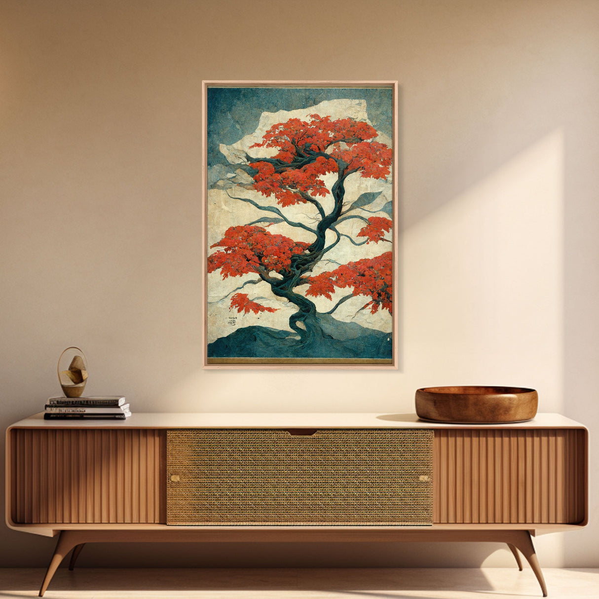 Japanese Maple Tree, Japanese Style Art, Canvas Print, Abstract Tree Art, Ready To Hang Wall Art