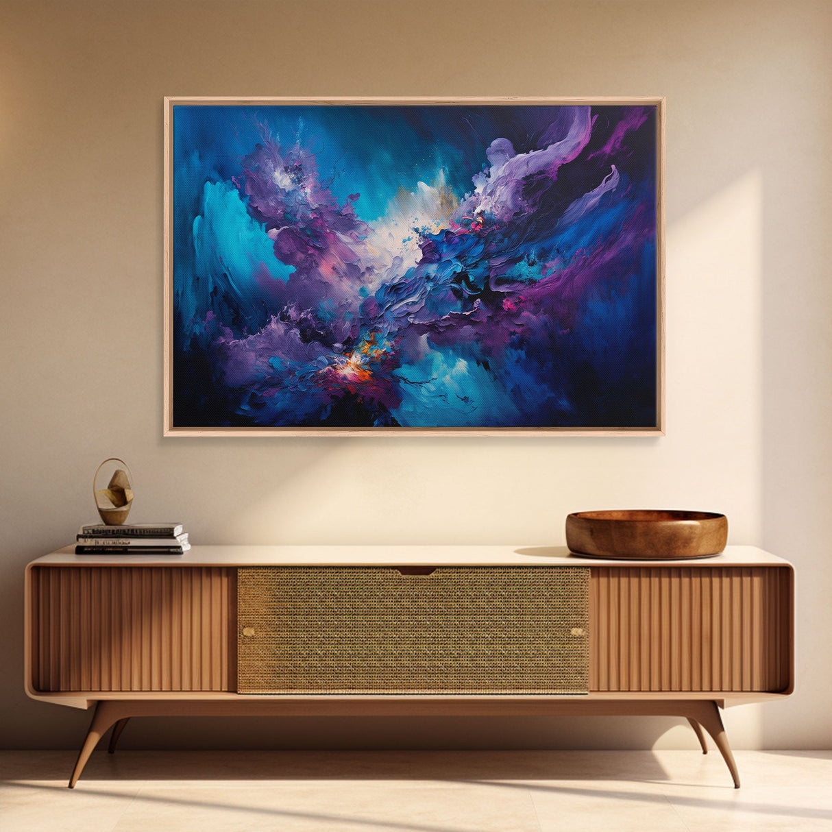 Large Blue and Purple Framed Canvas Print Abstract Art, Extra Large Painting On Canvas, Large Abstract Art, Contemporary Art Canvas