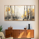 Canvas Print Of Abstract Birch Oil Painting, Large Original Art, Fall Birch Forest ,Contemporary Living Room Wall Art Decor