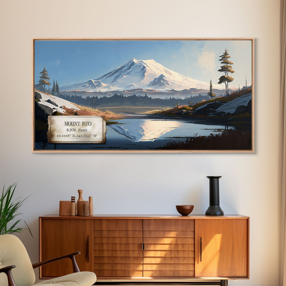 Mount Isto, Mountains of Alaska, Travel Poster Wall Art, Framed Canvas Print, American Mountains, Mountain Landscape Painting