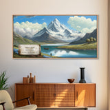 Mount Saint Elias, Yukon Mountains, Travel Poster Wall Art, Framed Canvas Print, American Mountains, Mountain Landscape Painting