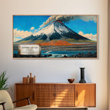 Mount Redoubt, Volcanos of Alaska, Travel Poster Wall Art, Framed Canvas Print, American Mountains, Mountain Landscape Painting