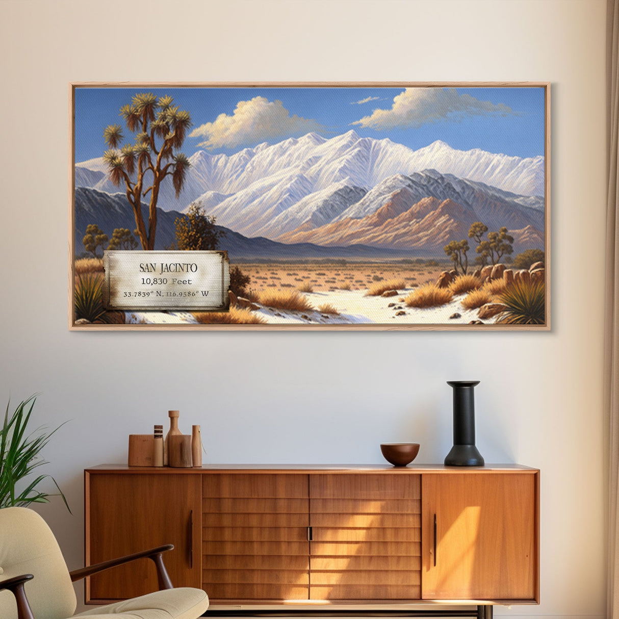 Mount San Jacinto, Travel Poster Wall Art, Framed Canvas Print, American Mountains, Mountain Landscape Painting, Mountains of California