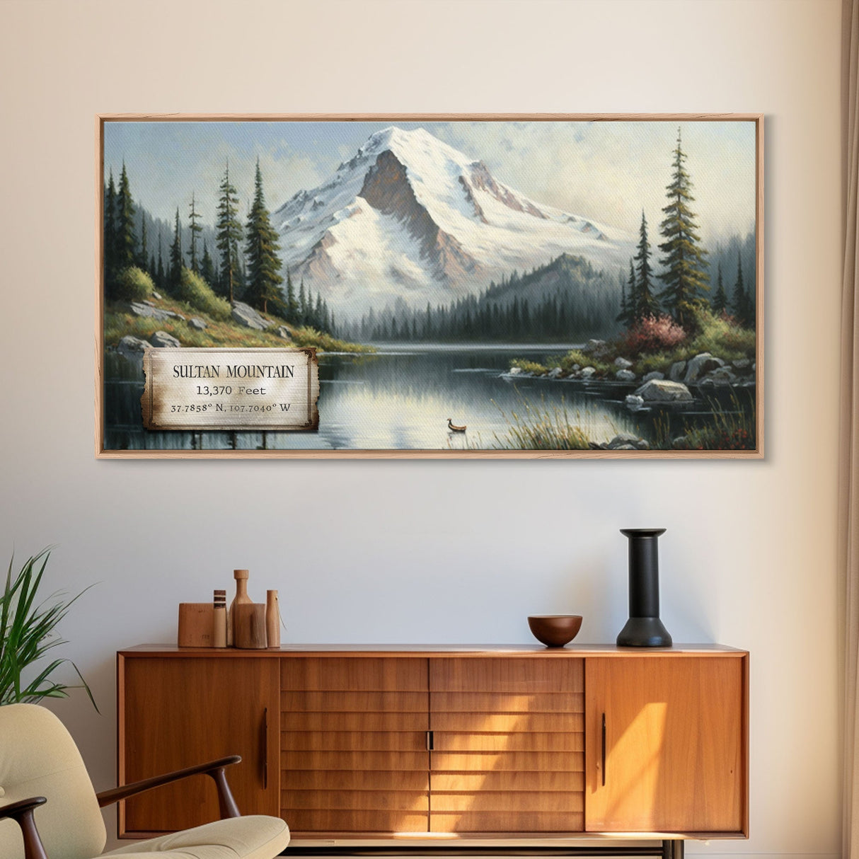 Sultan Mountain, Travel Poster Wall Art, Framed Canvas Print, American Mountains, Mountain Landscape Painting, Mountains of Colorado