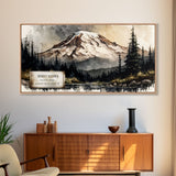 Mount Rainier, Travel Poster Wall Art, Framed Canvas Print, American Mountains, Mountain Landscape Painting