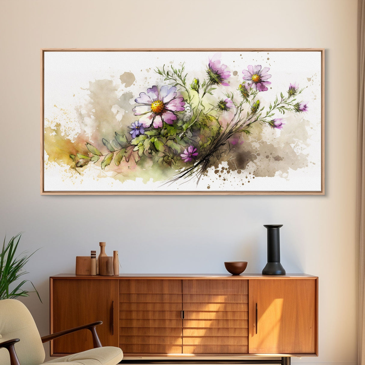 Abstract Wildflower Meadow Painting, Colorful Vibrant Botanical Art Prints, Abstract Mixed Media flower Art, Extra Large Painting, Wall Art