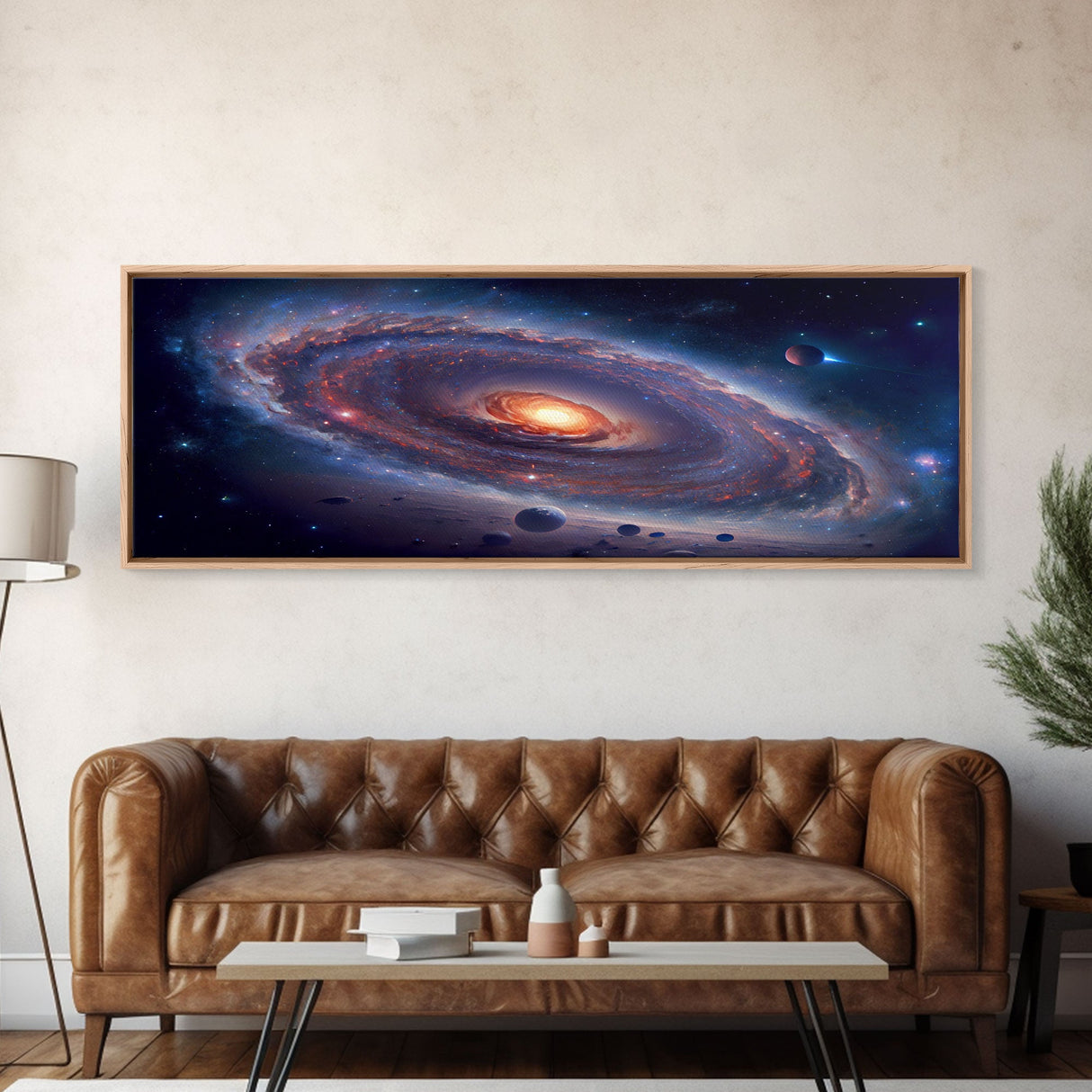 Spiral Galaxy Canvas Print, Original Astral Bodies Painting Print, Panoramic / Large Format Wall Art, Framed Art