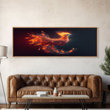 Panoramic Canvas Print Of "The Phoenix" - Rebirth Art - Framed Canvas Art - Framed Wall Art - Incredibly Beautiful Phoenix Decor