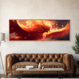 Panoramic Phoenix Canvas Print Of "Rebirth" - Rebirth Art - Framed Canvas Art - Framed Wall Art - Incredibly Beautiful Phoenix Decor