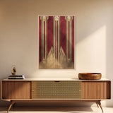 Art Deco Pattern Wall art - Framed Canvas Print - Art Deco - Abstract art - Gold & red art - Lines art - Living room art - Office decor