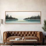 Watercolor Landscape Wall Art Print, Lake, Pine Trees, Horizon, Winter, Snow, Large Canvas Art Print, Panoramic, Wall Art, Canvas Print