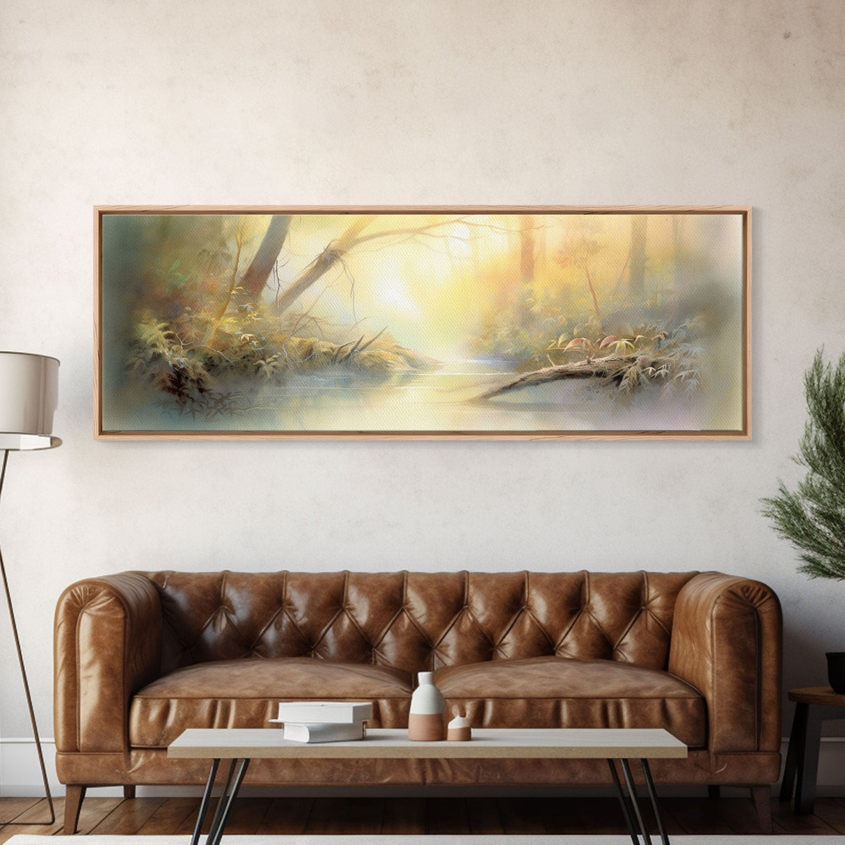 Beautiful Misty Landscape Wall Art Print, Foggy Lake, River, Trees, Wall Decor, Large Canvas Art Print, Panoramic, Wall Art, Canvas Print