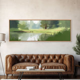 Large Abstract Landscape Wall Art Print, Lake, River, Pond, Trees, Wall Decor, Large Canvas Art Print, Panoramic, Wall Art, Canvas Print