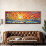 Sunset Abstract Wall Art Print, Yellow, Orange, Textured Abstract Wall Art, Framed Abstract Print Art, Panoramic, Wall Art, Canvas Print