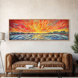 Abstract Beach Wall Art, Colorful Abstract Nature, Framed Abstract Print Art, Sunset, Beach, Vibrant Art, Panoramic, Wall Art, Canvas Print