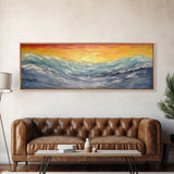 Abstract Sea Wall Art, Vibrant Abstract, Framed Art, Sunset, Ocean, Abstract Nature, Textured Abstract, Panoramic, Wall Art, Canvas Print