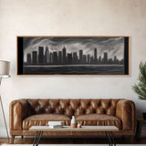 Cityscape Pencil Sketch Canvas Print, Buildings, Skyline, Urban Art, Large Urban Art Print, Wall Decor, Panoramic, Wall Art, Canvas Print