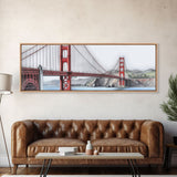 Red Suspension Bridge Canvas Print, Colored Pencil Sketch Art, Mountain, Landscape, River, Lake, Panoramic, Wall Art, Canvas Print