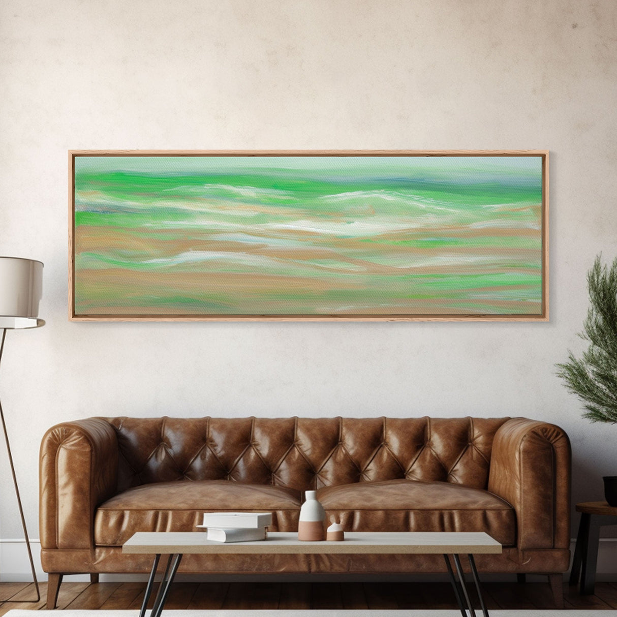 Abstract Green Ocean Wall Art Canvas Print, Minimalist Ocean Art, Seascape Wall Decor, Wall Art, Panoramic, Wall Art, Canvas Print