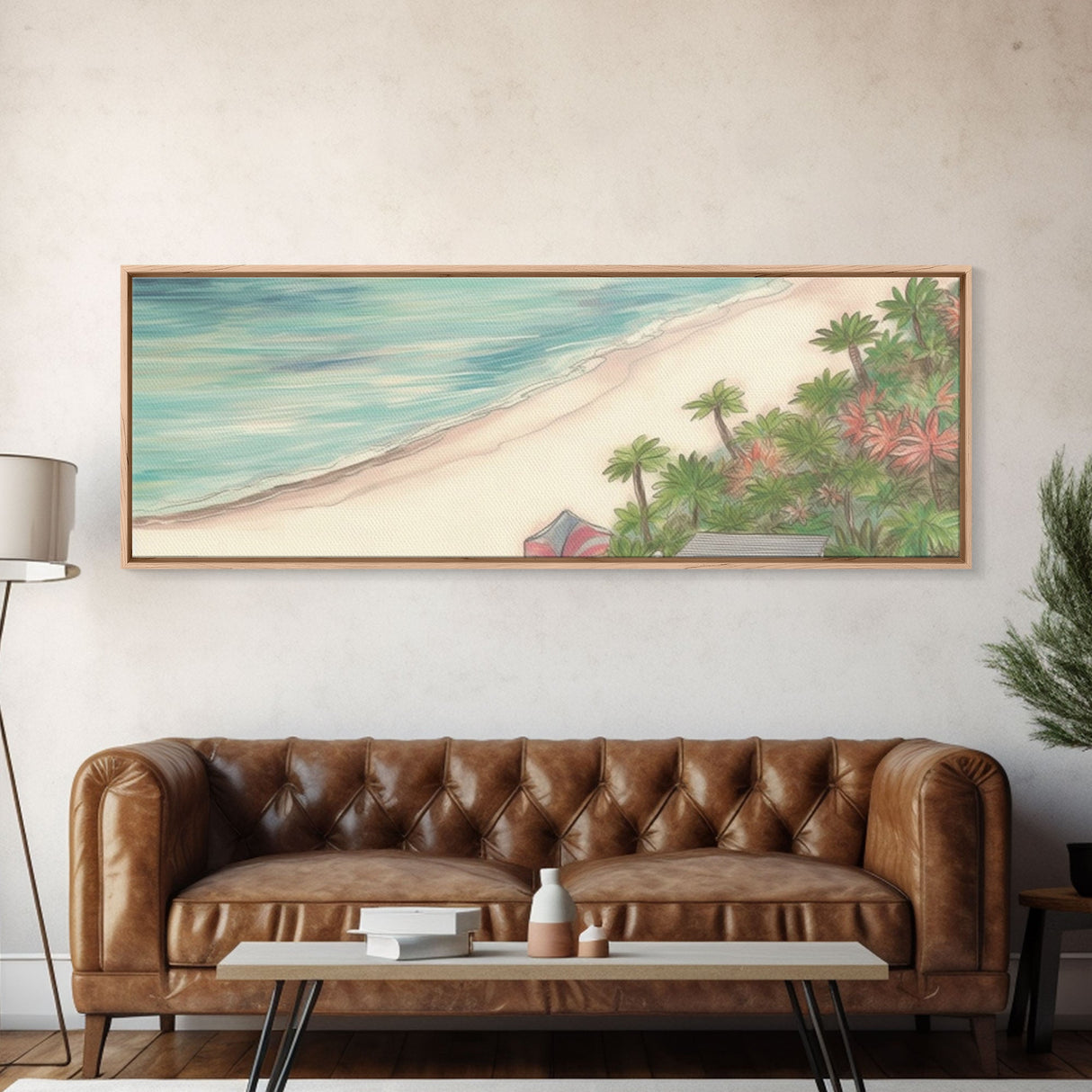 Beach Scene Art Canvas Print, Seashore, Seascape, Canvas Beach Wall Art, Tropical Beach, Waves Wall Art, Panoramic, Wall Art, Canvas Print