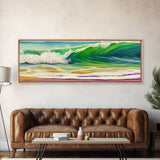 Green Ocean Wall Art Canvas Print, Seascape, Ocean Wall Art Framed, Ocean Waves Wall Art, Wall Decor, Panoramic, Wall Art, Canvas Print