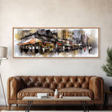 Watercolor Market Wall Art, Abstract Canvas Print, Urban Art, Large Art Print, Framed Canvas Print, Panoramic, Wall Art, Canvas Print