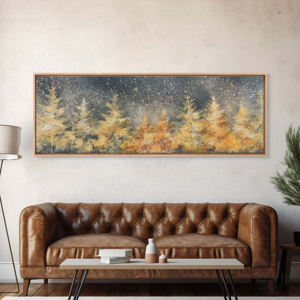 Abstract Forest Art, Abstract Trees Canvas, Snow In The Forest, Winter Wall Decor, Large Canvas Print, Panoramic, Wall Art, Canvas Print