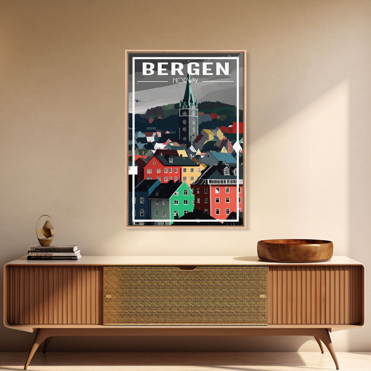 Bergen Wall Poster, NorwayPoster, Europe Wall Art, Norway Art Print, Travel Wall Print, Travel Poster, Travel Wall Art, Canvas Wall Print