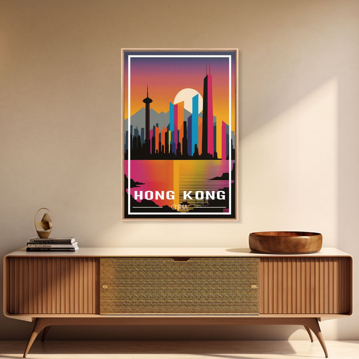 Hong Kong Poster, China Wall Art, Asia Wall Poster, City Art Print, Travel Wall Print, Travel Poster, Travel Wall Art, Canvas Wall Print