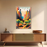 Zion National Park Poster, Utah Wall Poster, America Art Print, Travel Wall Print, Travel Poster, Travel Wall Art, Canvas Wall Print