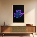 Purple Cowboy Hat Wall Decor, Cowgirl Hat Print, Western Art, 3D Art, Minimalist Print, Wall Decor, Canvas Print, Wall Art, Framed Canvas