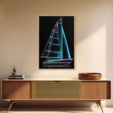 Teal Sail Boat Wall Decor, Ocean Art Print, Line Art, Minimalist Print, Wall Decor, Canvas Print, Wall Art, Framed Canvas