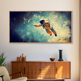 Astronaut In Space Wall Decor, Galaxy Wall Art, Outer Space Wall Art, Panoramic Wall Decor, Canvas Print, Wall Art, Framed Canvas Art