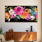 Abstract Flower Wall Decor, Floral Wall Art, Nature Wall Decor, Panoramic Wall Decor, Canvas Print, Wall Art, Framed Canvas Art