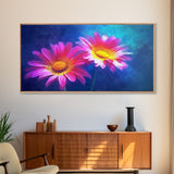 Gerbera Wall Decor, Floral Wall Art, Nature Print, Purple Flowers Wall Art, Panoramic Wall Decor, Canvas Print, Wall Art, Framed Canvas Art