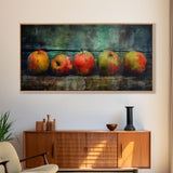 Apples Wall Art, Food Wall Decor, Grunge Wall Decor, Kitchen Wall Art, Panoramic Wall Decor, Canvas Print, Wall Art, Framed Canvas Art