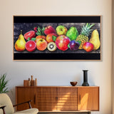 Fruits Wall Art, Food Wall Decor, Kitchen Wall Art, Panoramic Wall Decor, Canvas Print, Wall Art, Framed Canvas Art, Farmhouse Wall Decor,