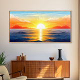 Sunset Painting Wall Decor, Ocean Art, Seascape Wall Decor, Nature Print, Panoramic Wall Decor, Canvas Print, Wall Art, Framed Canvas Art