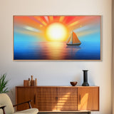 Seascape Wall Art, Sunset Wall Decor, Sailboat Wall Decor, Nature Wall Art, Panoramic Wall Decor, Canvas Print, Wall Art, Framed Canvas Art