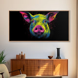 Pig Wall Art, Animal Wall Art, Nature Art, Farmhouse Art, Minimalist Art, Panoramic Wall Decor, Canvas Print, Wall Art, Framed Canvas Art