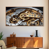 Clock Wall Decor, Watch Mechanism Wall Art, Watch Gears Wall Art, Panoramic Wall Decor, Canvas Print, Wall Art, Framed Canvas Art