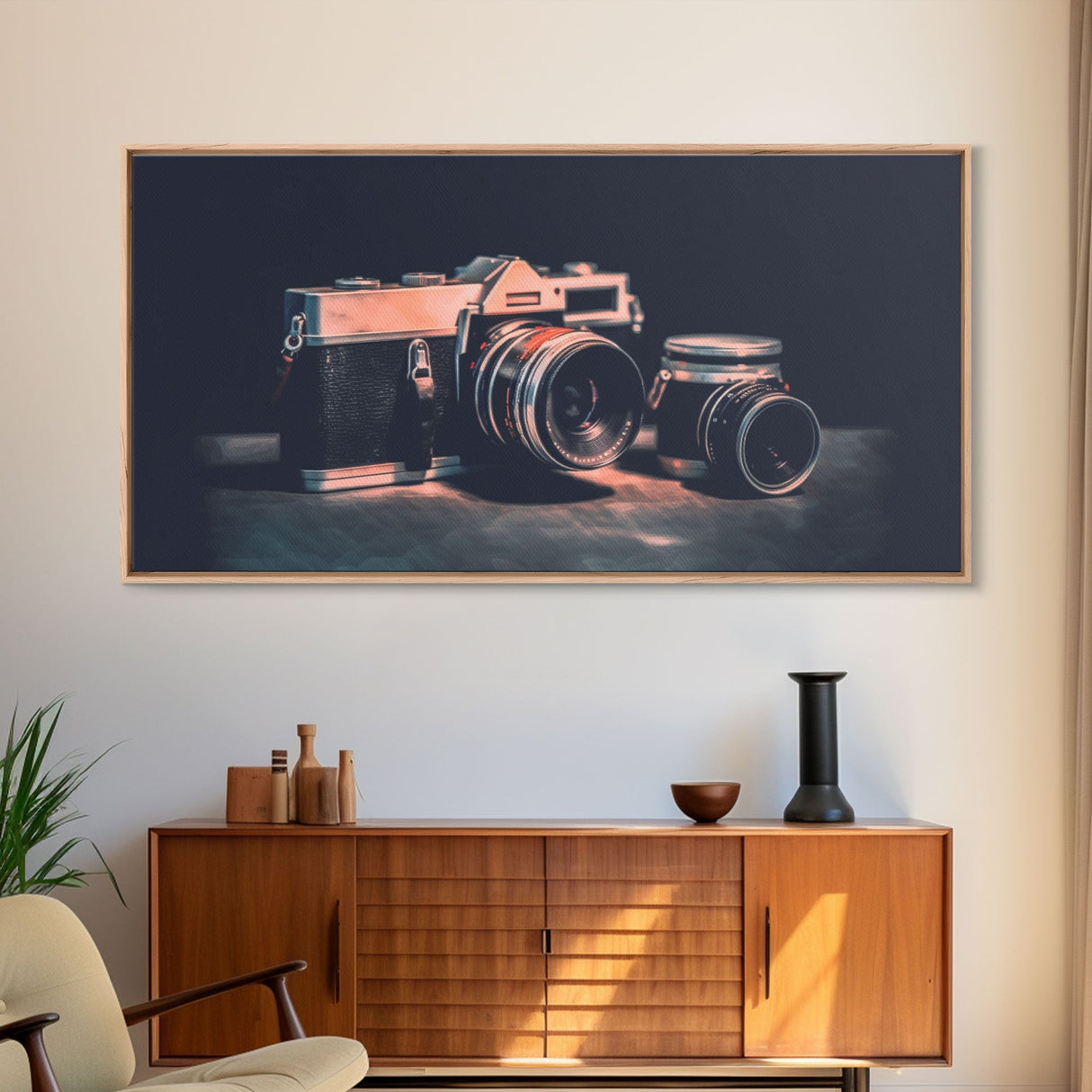 Film Camera Wall Decor, Camera Wall Art, Retro Wall Art, Photography Art, Panoramic Wall Decor, Canvas Print, Wall Art, Framed Canvas Art