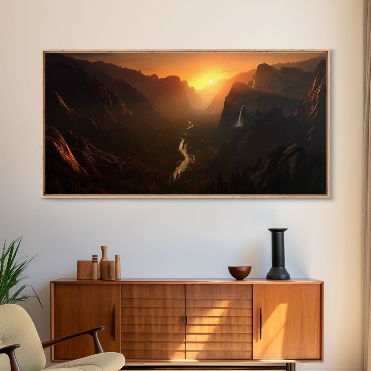 Sunset Over Canyon Wall Decor, Canyon River Wall Art, Landscape Wall Decor, Panoramic Wall Decor, Canvas Print, Wall Art, Framed Canvas Art