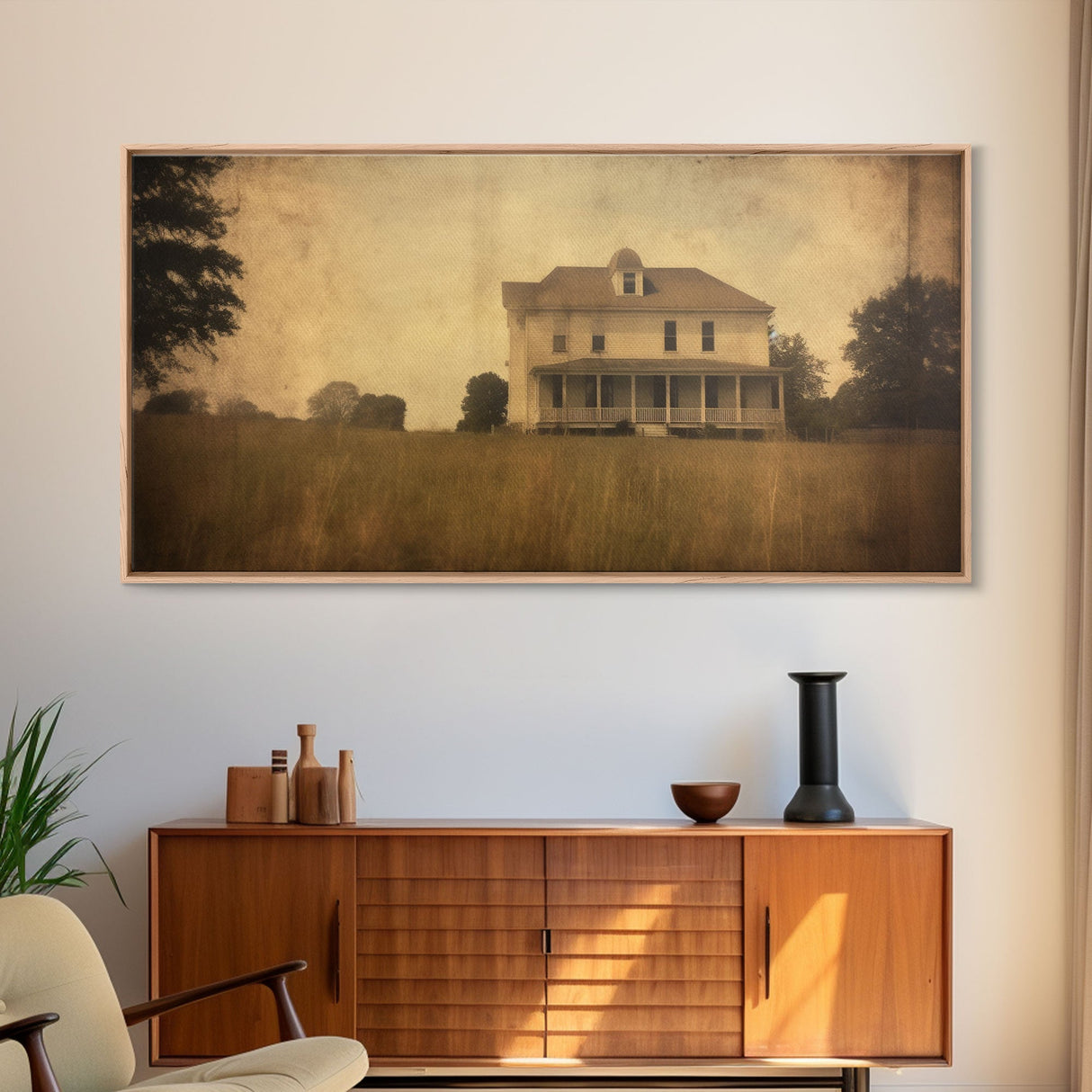 Old Farm House Wall Decor, Abandoned House Wall Decor, Rural Wall Decor, Panoramic Wall Decor, Canvas Print, Wall Art, Framed Canvas Art