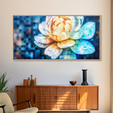 Mosaic Water Lily Wall Art, Flower Art Print, Nature Wall Decor, Panoramic Wall Decor, Canvas Print, Wall Art, Framed Canvas Art