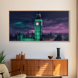 Big Ben Wall Art, London Landscape, Cityscape Wall Art, England Wall Decor, Panoramic Wall Decor, Canvas Print, Wall Art, Framed Canvas Art