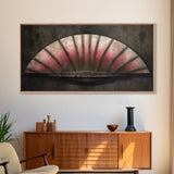 Pink Folding Fan Wall Decor, Asian Wall Art, Ornate Wall Décor, Panoramic Wall Decor, Canvas Print, Wall Art, Framed Canvas Art