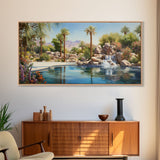 Oasis Wall Art, Palm Trees Art, Lake Art Print, Panoramic Art, Wall Art, Canvas Art, Landscape Art, Gift For Boss, Ranch House Decor