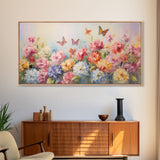 Butterfly Wall Art, Flowers Wall Art, Colorful Fowers, Panoramic Art, Wall Art, Canvas Art, Landscape Art, Meadow Art, Botanical Art